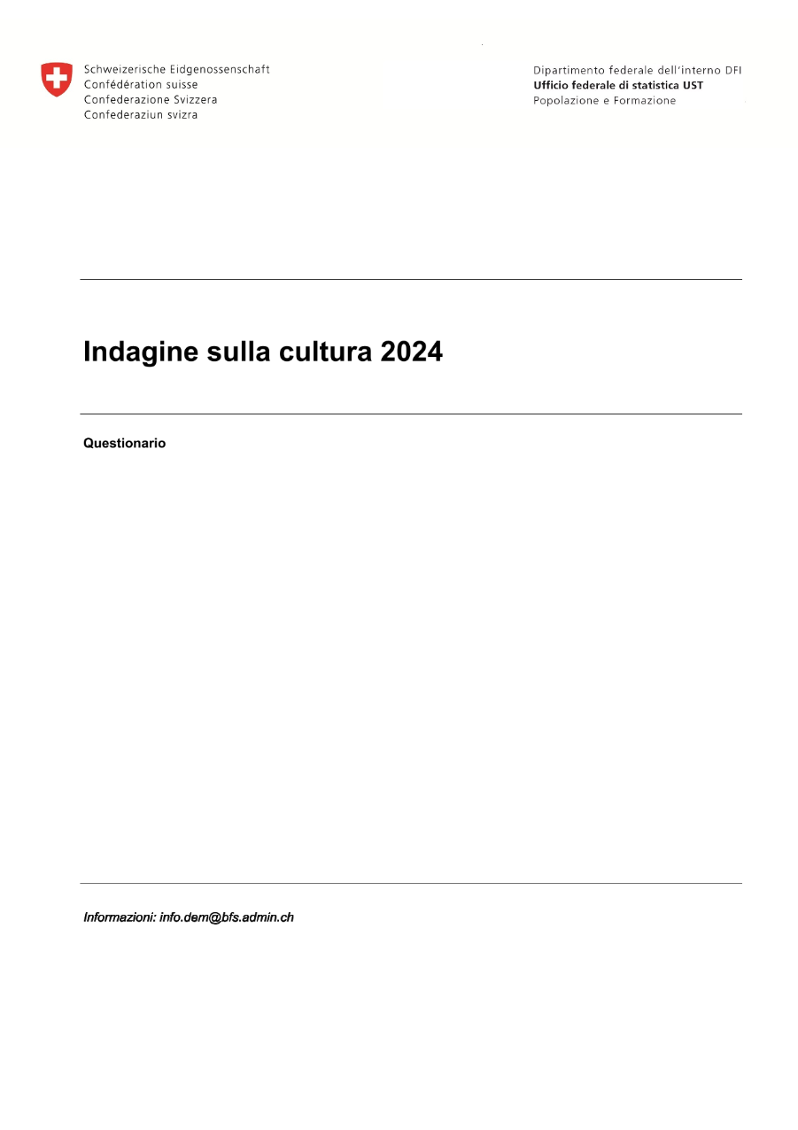 Indagine sulla cultura 2024 - Questionario