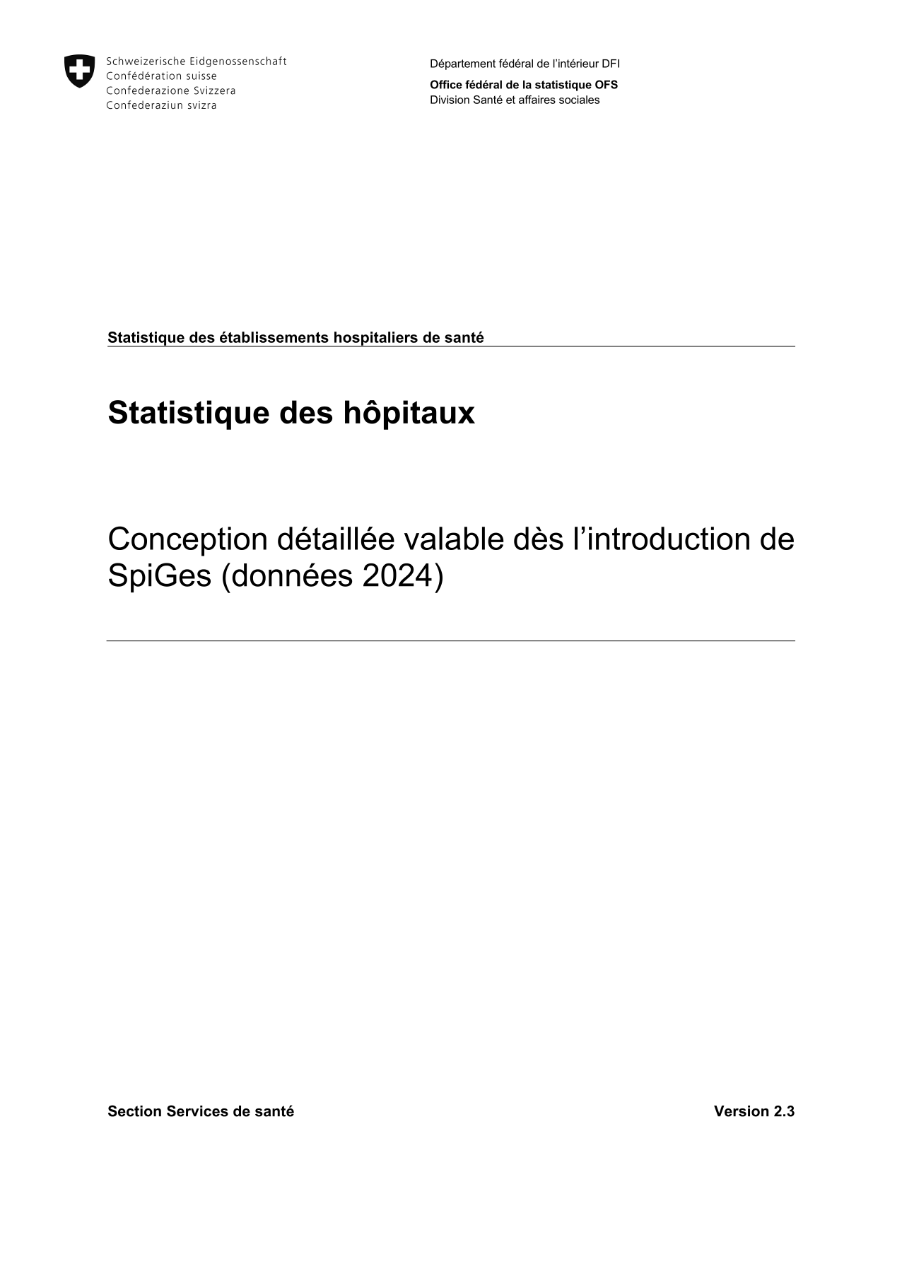 Statistique des hôpitaux - Conception détaillée valable dès l'introduction de SpiGes