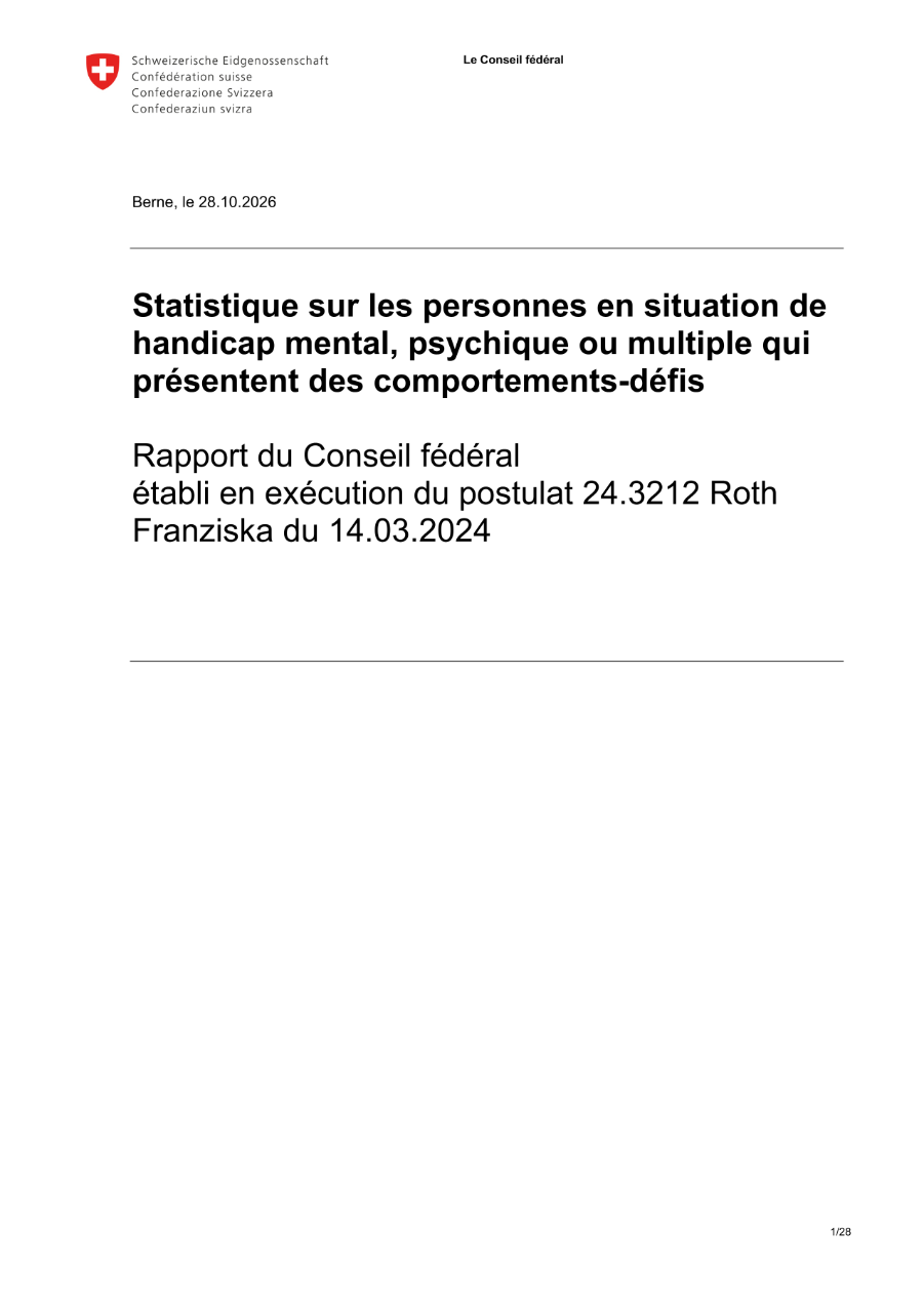 Statistique sur les personnes en situation de handicap mental, psychique ou multiple qui présentent des comportements-défis