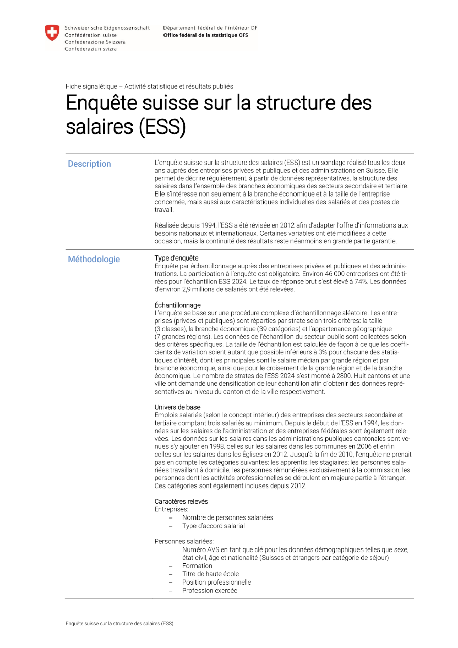 Enquête suisse sur la structure des salaires