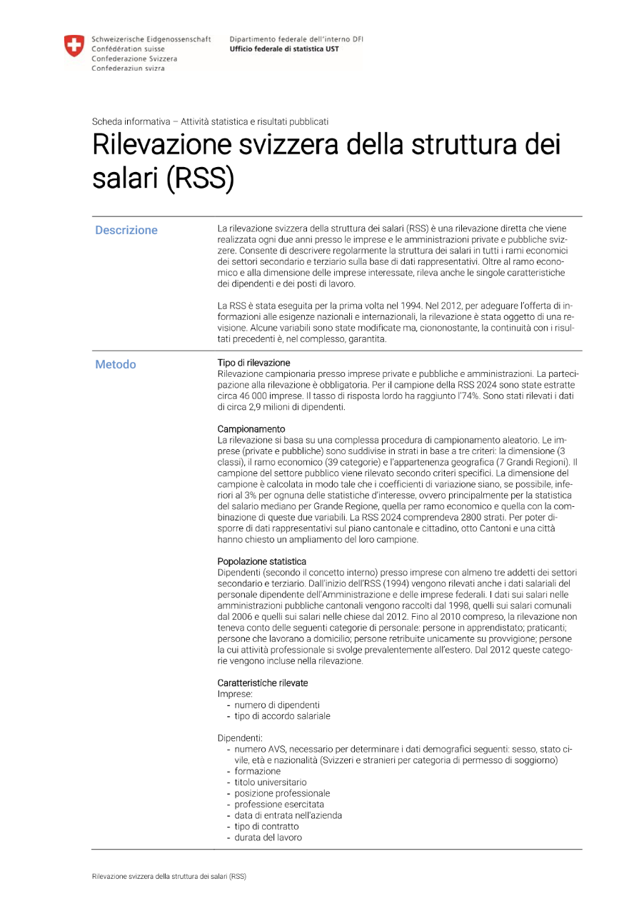 Rilevazione svizzera della struttura dei salari