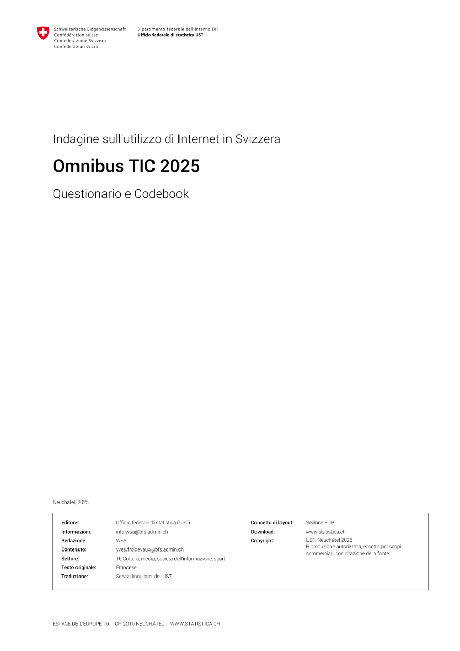 Indagine sull'utilizzo di Internet 2025 - Questionario e Codebook