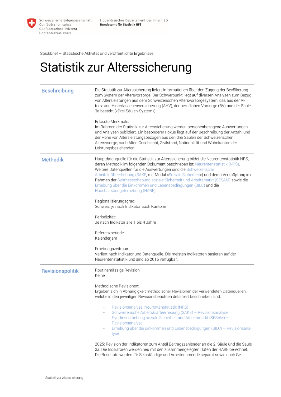 Statistik zur Alterssicherung