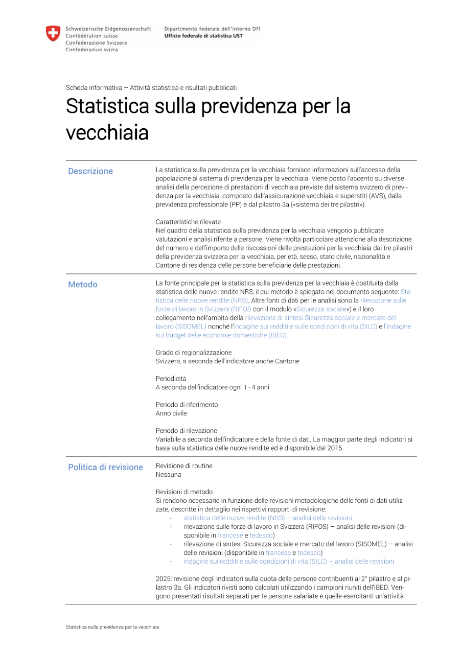 Statistica sulla previdenza per la vecchiaia