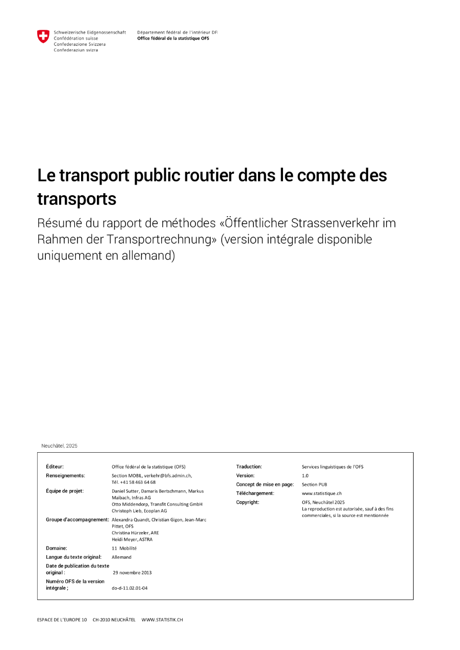 Le transport public routier dans le compte des transports