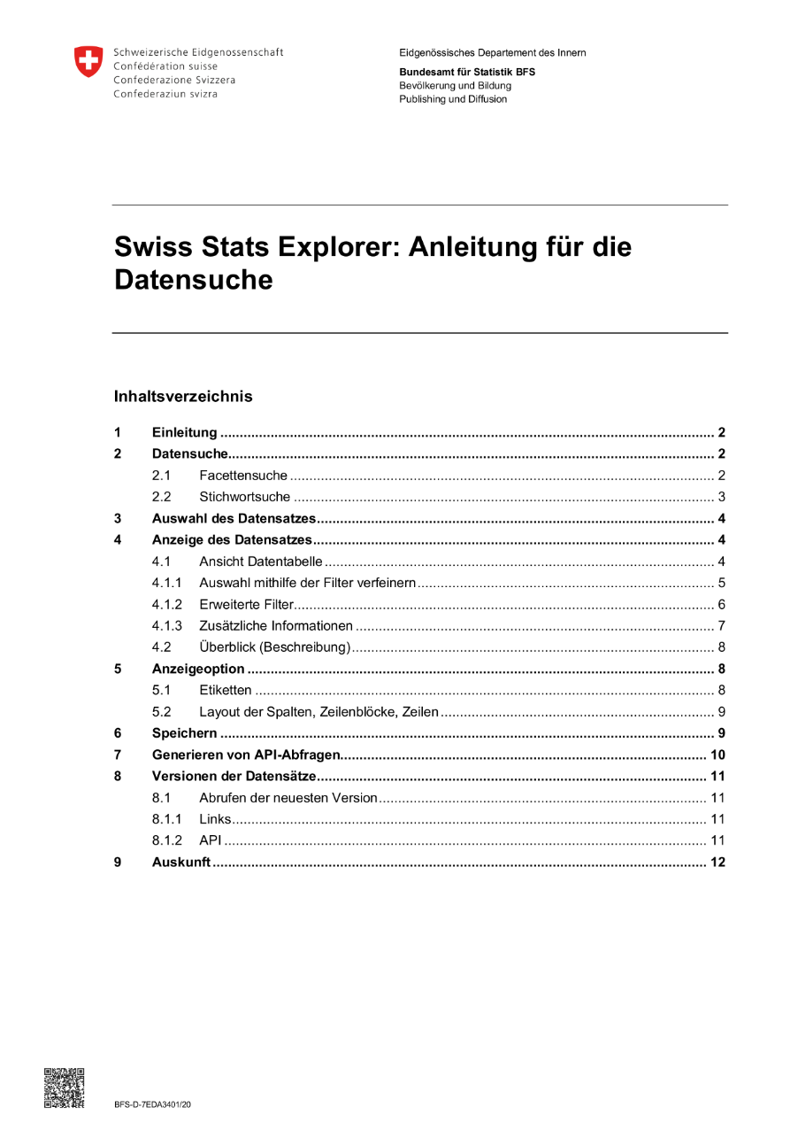 Swiss Stats Explorer: Anleitung für die Datensuche