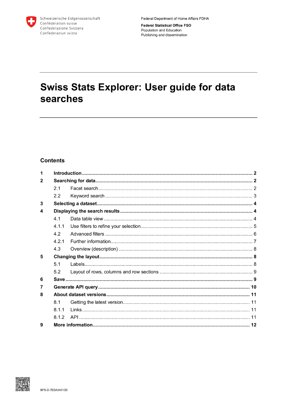 Swiss Stats Explorer: User guide for data searches