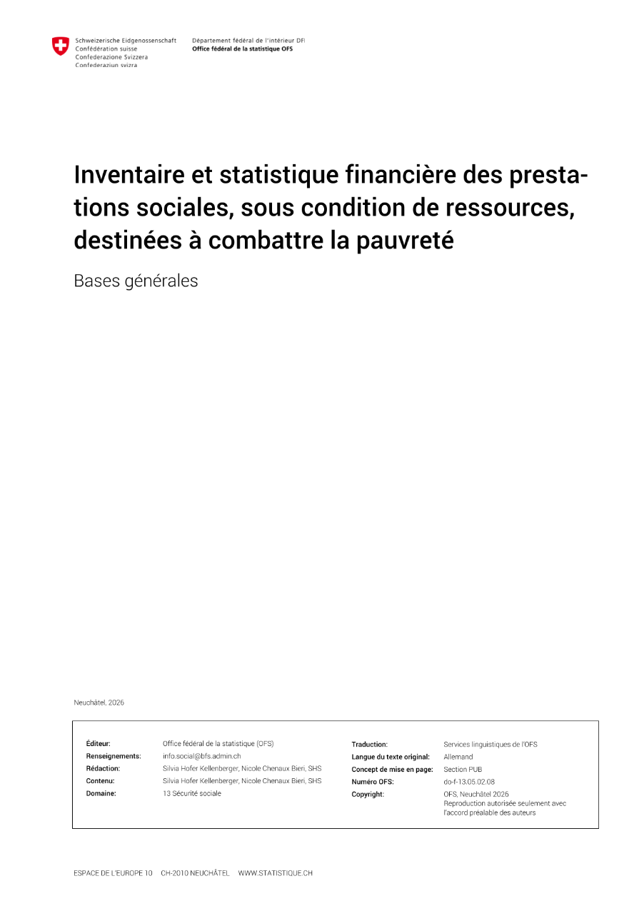 Inventaire et statistique financière des prestations sociales, sous condition de ressources, destinées à combattre la pauvreté. Bases générales