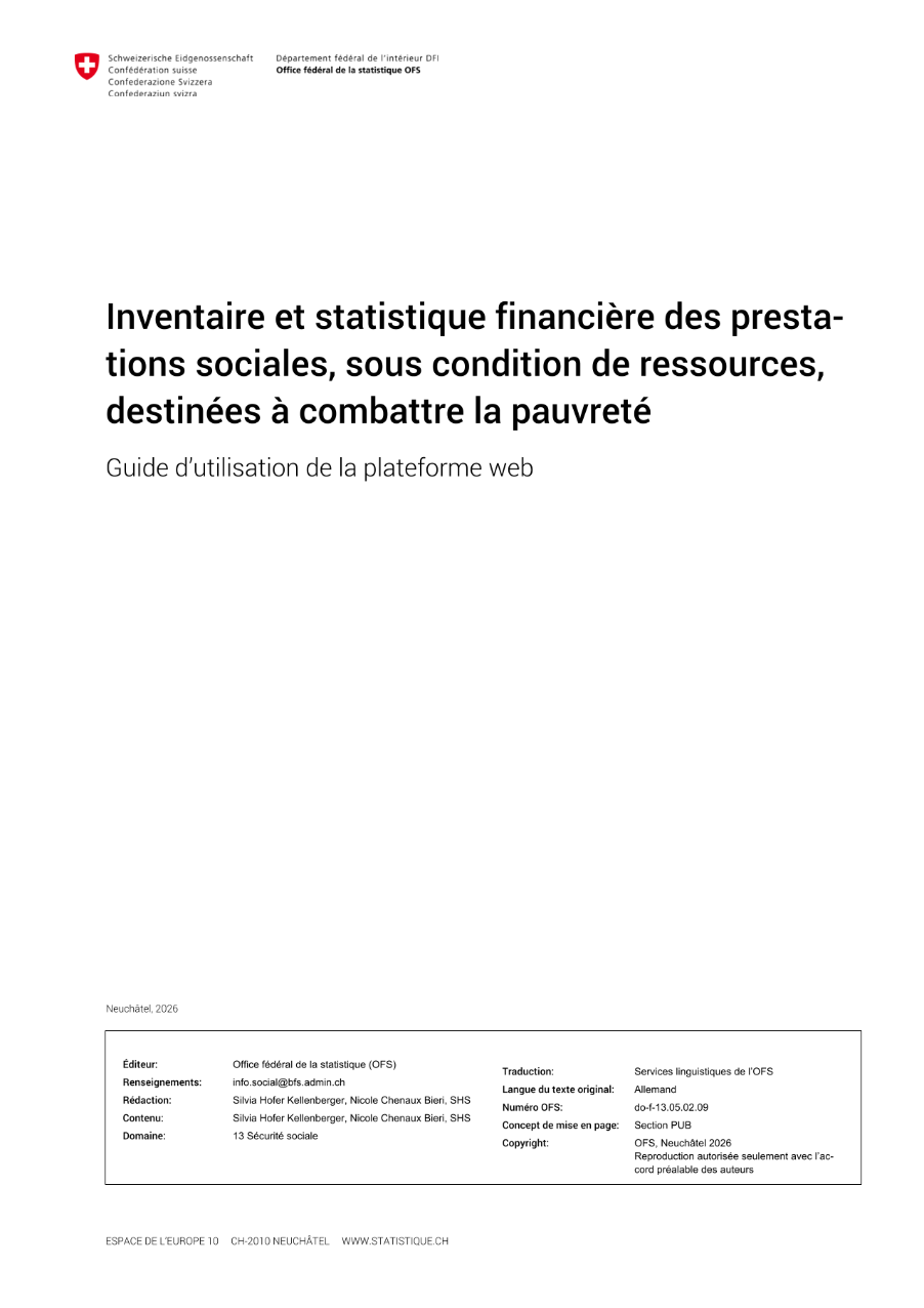 Inventaire et statistique financière des prestations sociales, sous condition de ressources, destinées à combattre la pauvreté. Guide d’utilisation de la plate-forme web