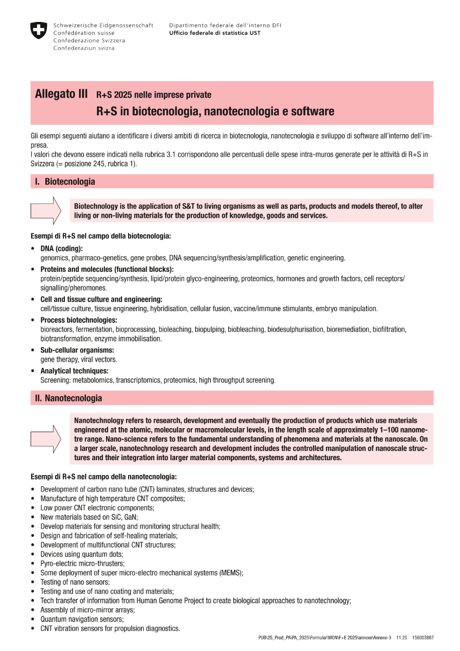 Allegato III - R+S in biotecnologia, nanotecnologia e software