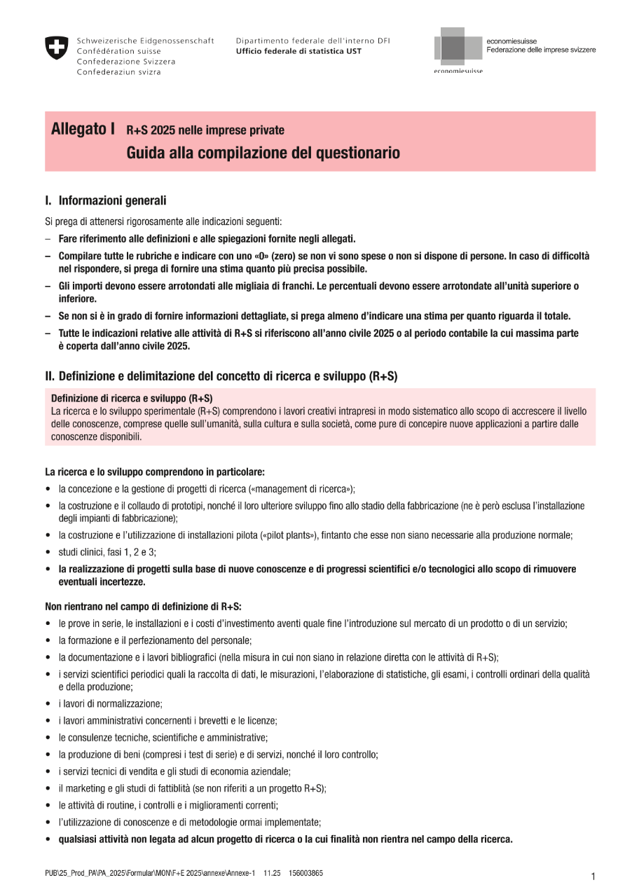 Allegato I - Guida alla compilazione del questionario