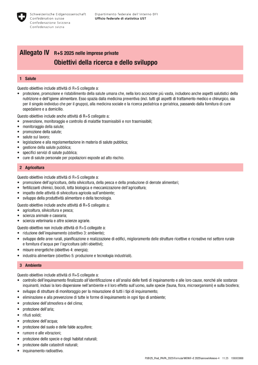 Allegato IV - Obiettivi della ricerca e dello sviluppo