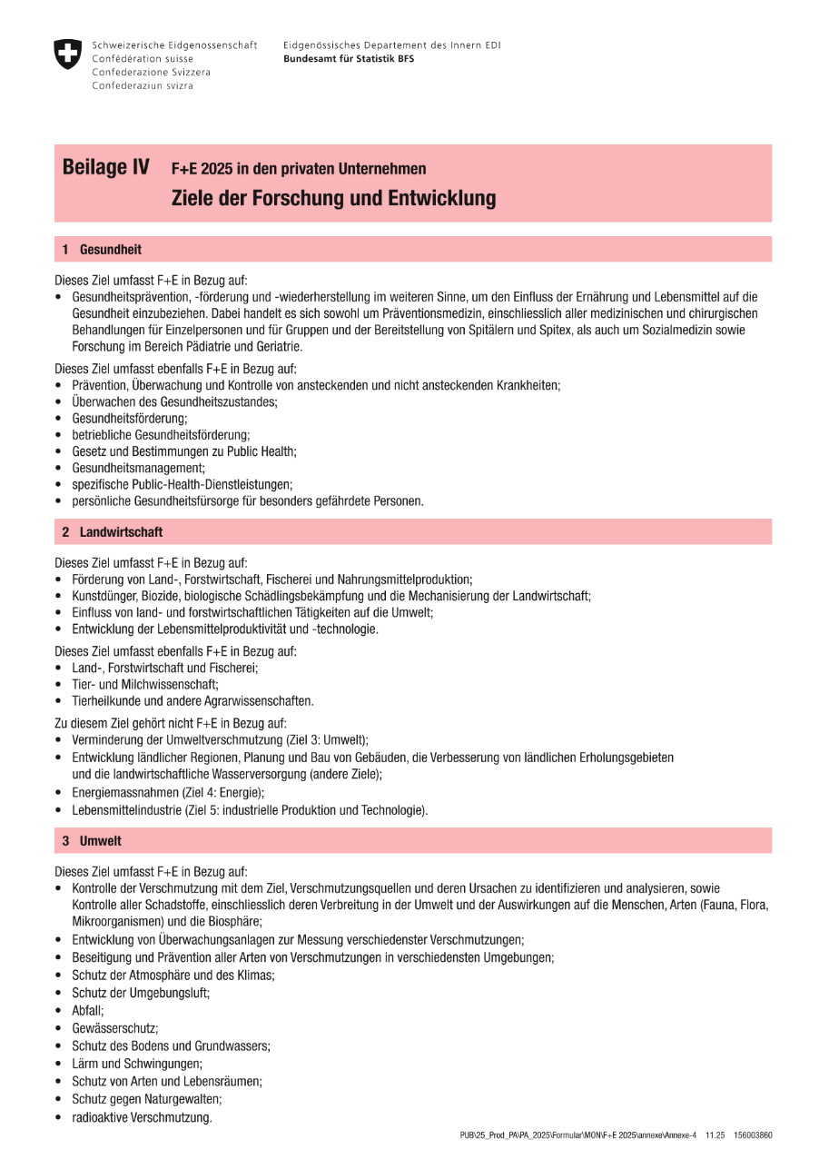 Beilage IV - Ziele der Forschung und Entwicklung