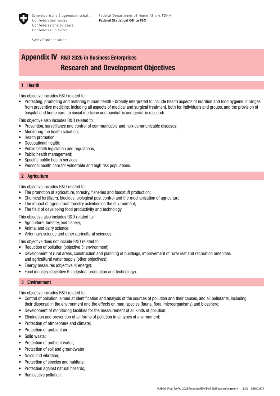 Appendix IV - Research and Development Objectives