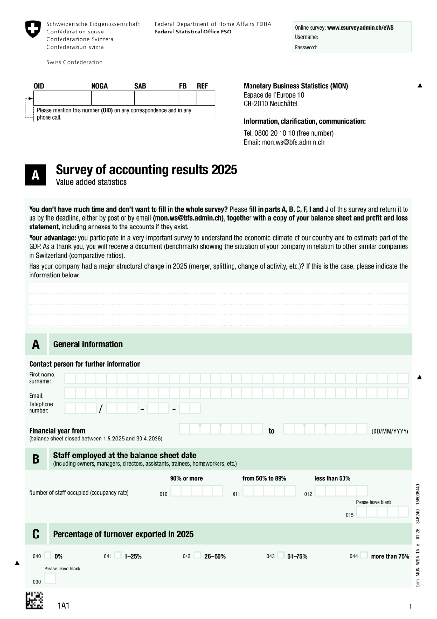 Value added statistics - Survey 1 A