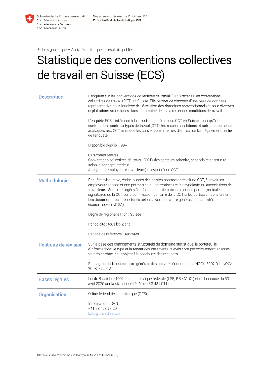 Enquête sur les conventions collectives de travail en Suisse