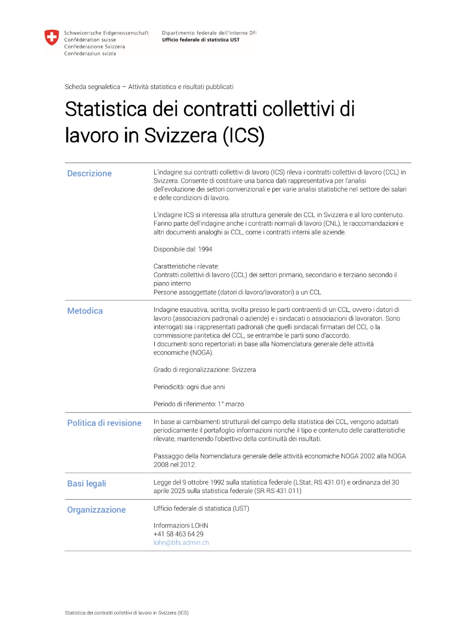 Indagine sui contratti collettivi di lavoro in Svizzera