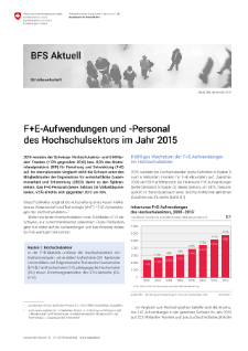 F+E-Aufwendungen und -Personal des Hochschulsektors im Jahr 2015