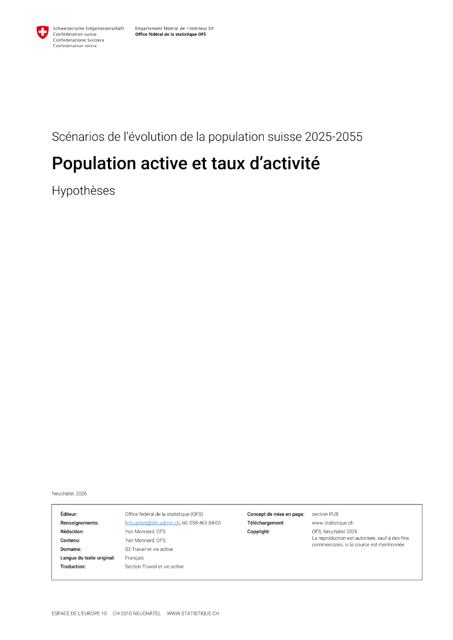 Scénarios de l’évolution de la population active suisse 2025-2055 - Hypothèses