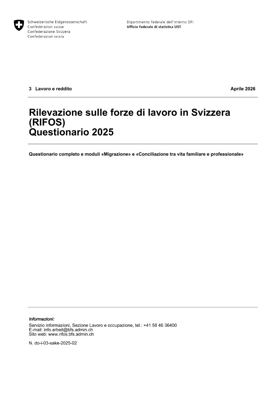 RIFOS: Questionario 2025 - Questionario completo e moduli «Migrazione» e «Conciliazione tra vita familiare e professionale»