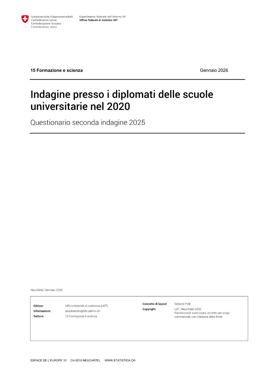Indagine presso le persone con diploma di scuola universitaria - Questionario seconda indagine 2025