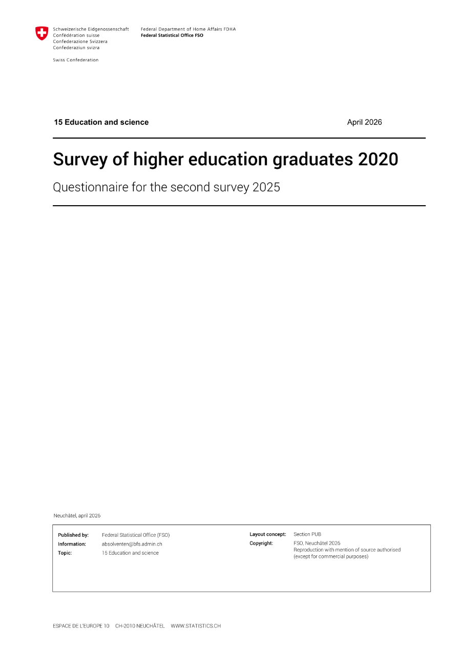Survey of higher education graduates - Questionnaire for second survey 2025