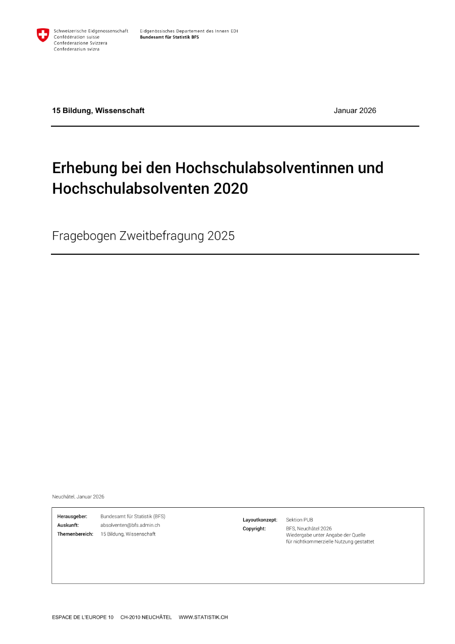 Erhebung bei den Hochschulabsolventinnen und Hochschulabsolventen - Fragebogen Zweitbefragung 2025