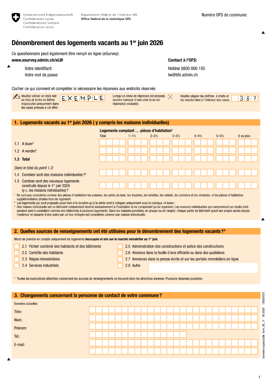 Dénombrement des logements vacants - Modèle de questionnaire pour les communes