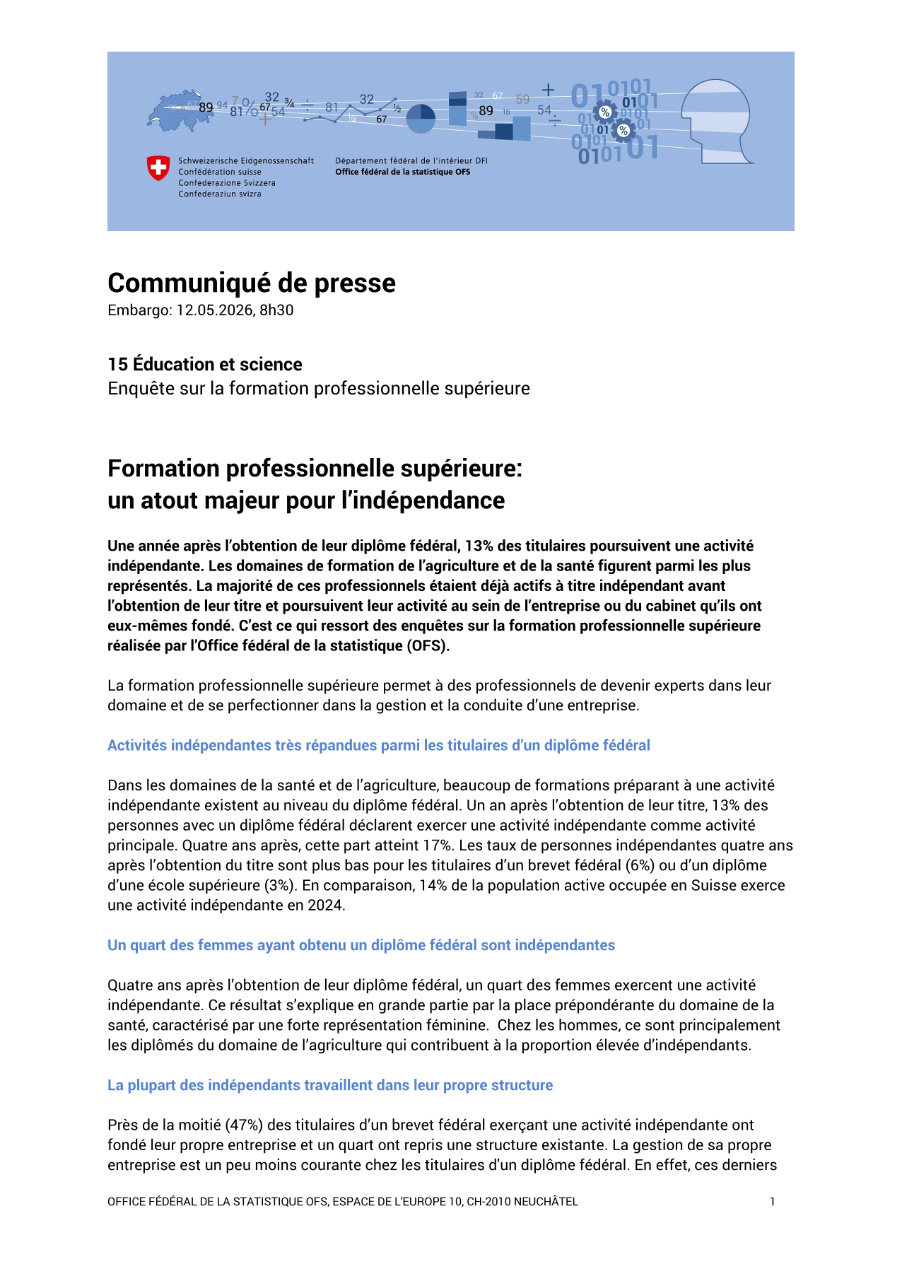Formation professionnelle supérieure:  un atout majeur pour l'indépendance