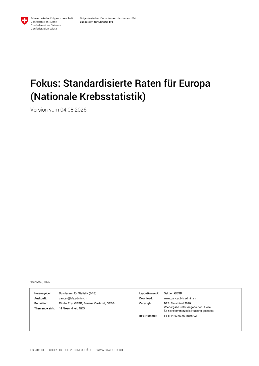 Fokus: Standardisierte Raten für Europa (Nationale Krebsstatistik)
