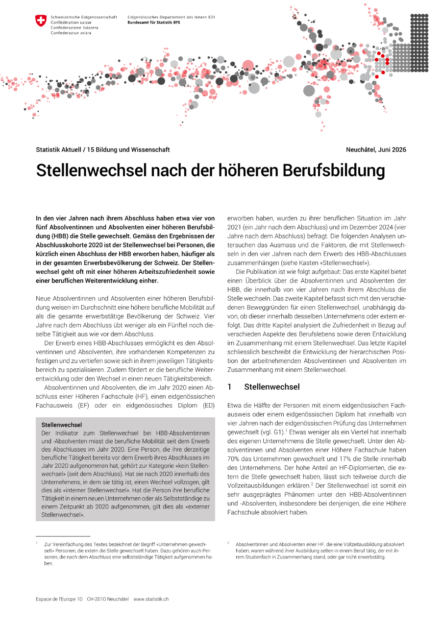Stellenwechsel nach der höheren Berufsbildung
