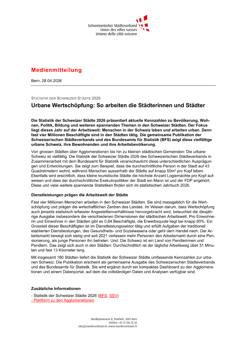 Urbane Wertschöpfung: So arbeiten die Städterinnen und Städter