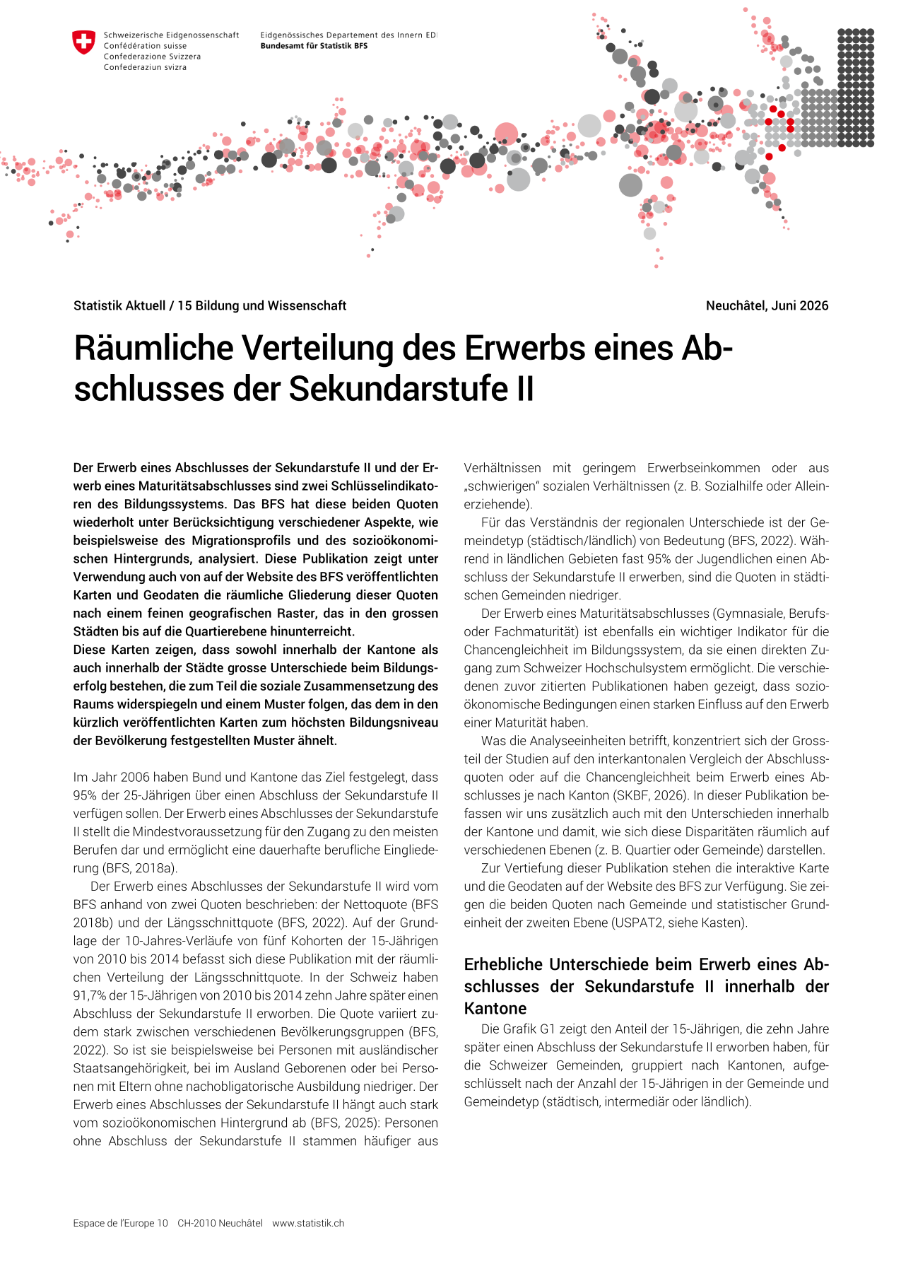 Räumliche Verteilung des Erwerbs eines Abschlusses der Sekundarstufe II