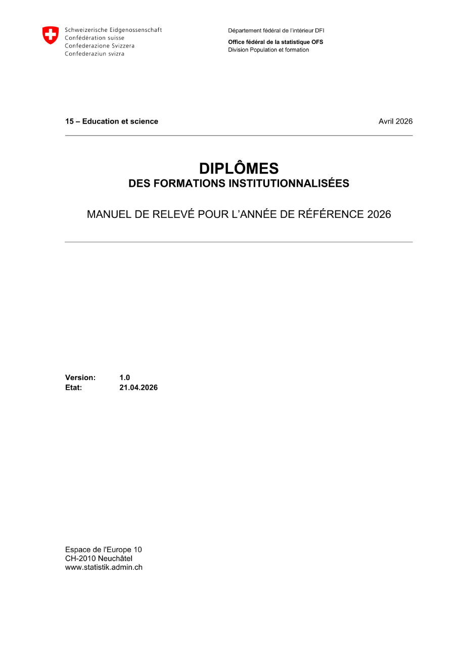 Manuel technique Statistique des diplômes des formations institutionnalisées 2026