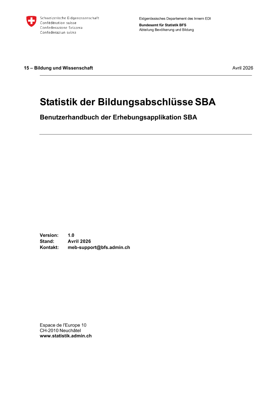 Benutzerhandbuch der Erhebungsapplikation SBA