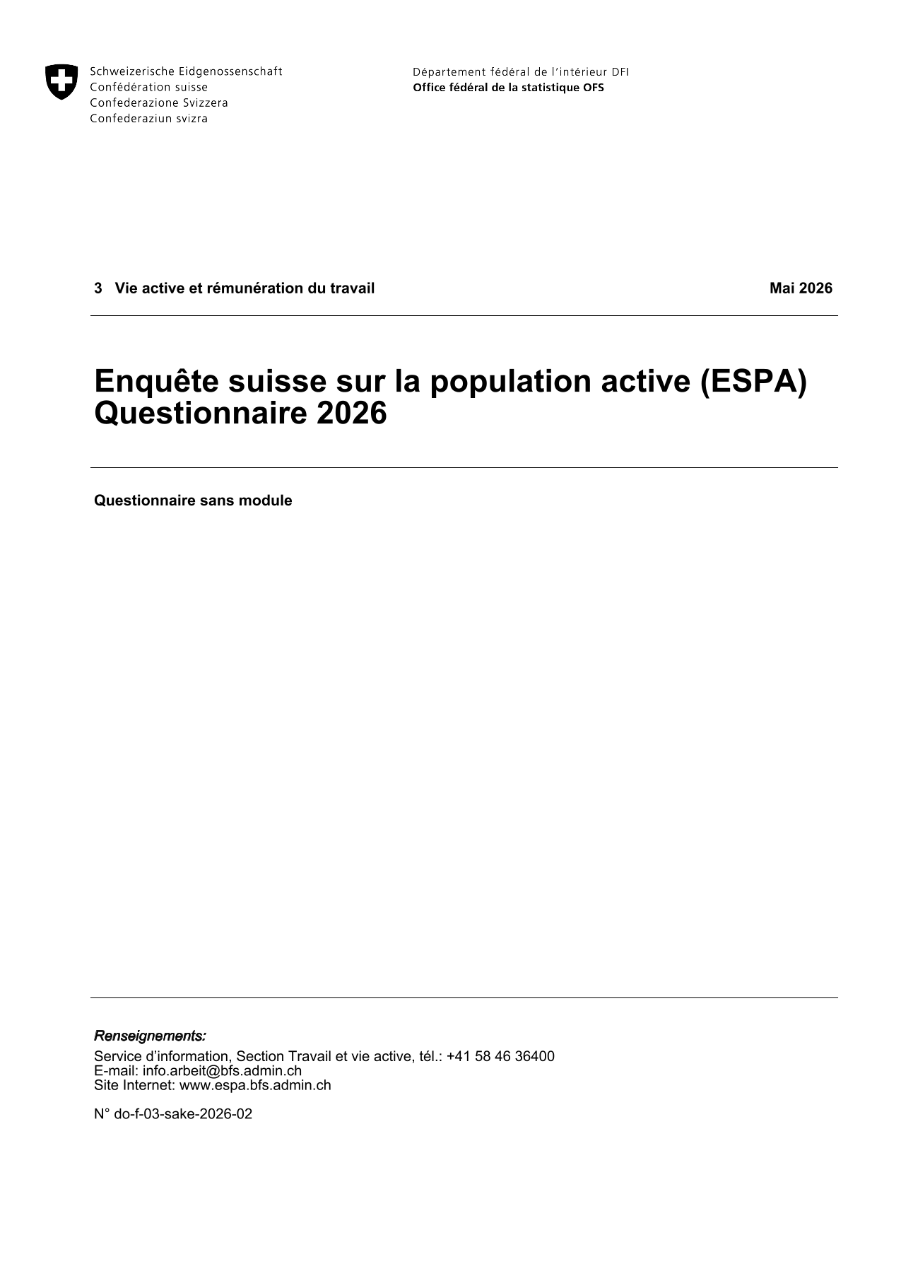 ESPA: Questionnaire 2026 - Questionnaire sans module