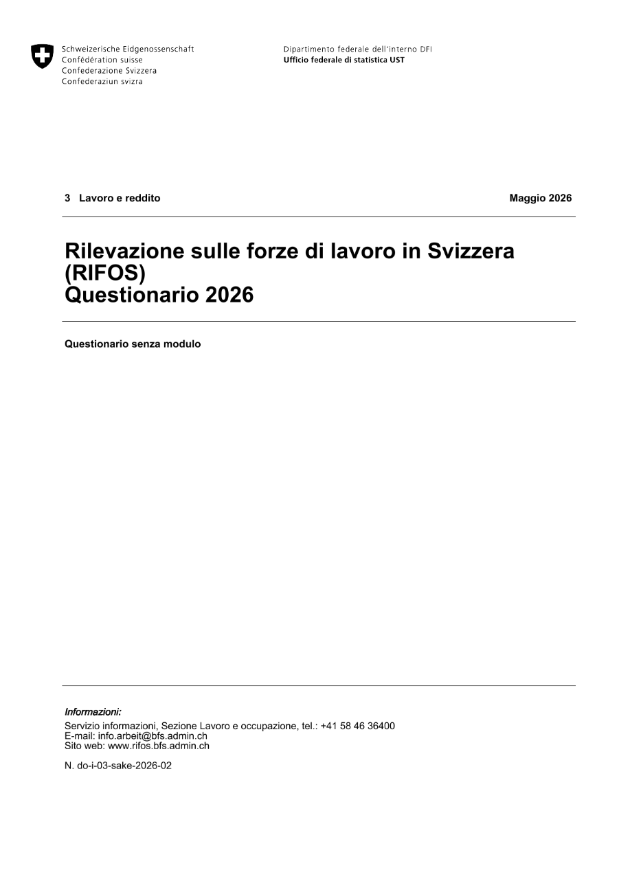 RIFOS: Questionario 2026 - Questionario senza modulo