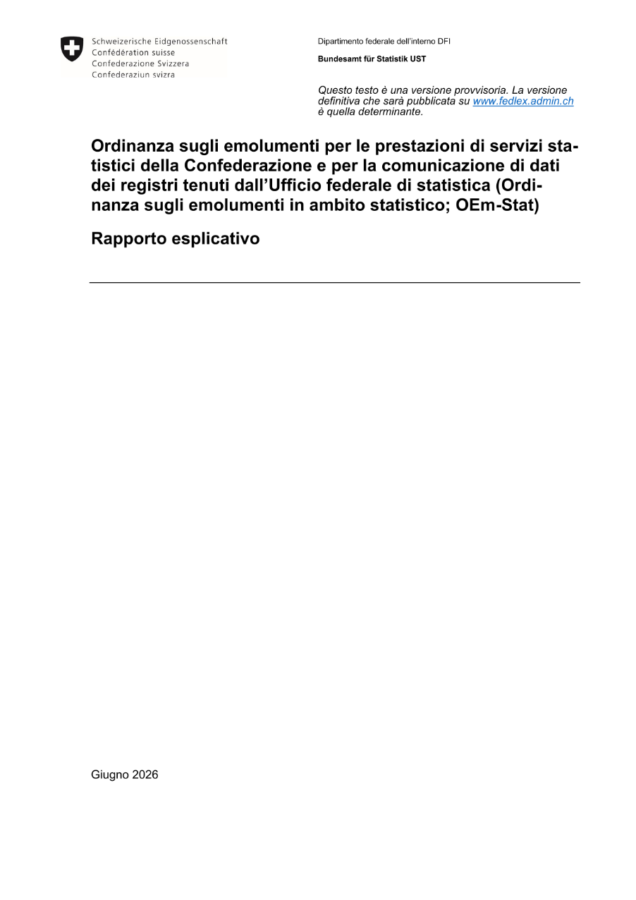 Ordinanza sugli emolumenti in ambito statistico : rapporto esplicativo