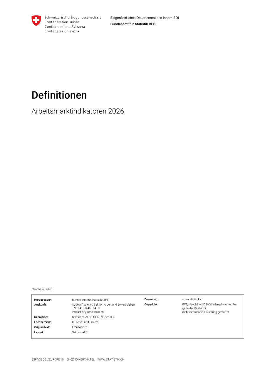 Arbeitsmarktindikatoren 2026 - Definitionen