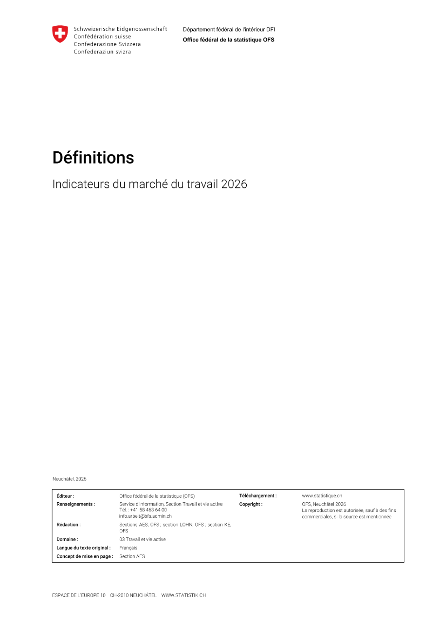 Indicateurs du marché du travail 2026 - Définitions