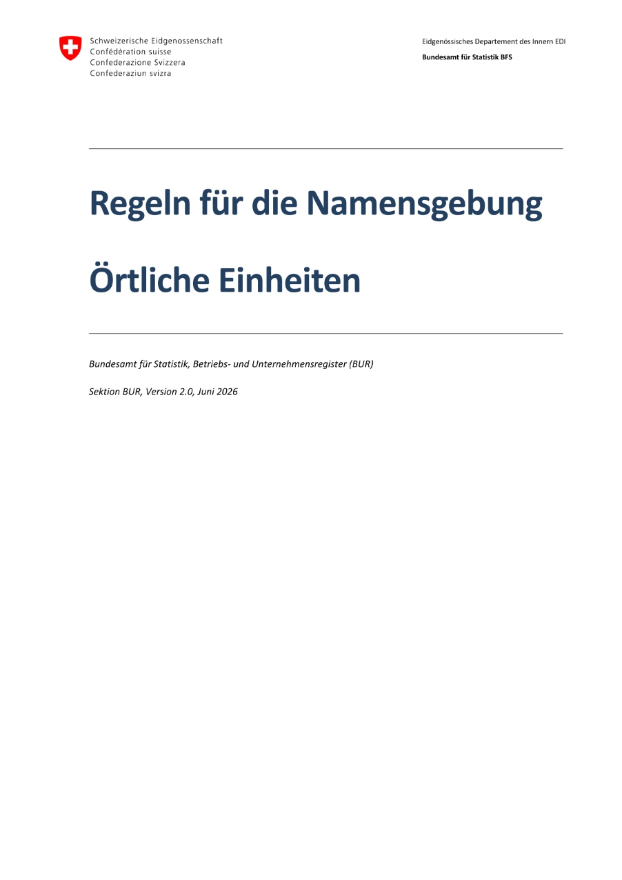 Regeln für die Namensgebung Örtliche Einheiten