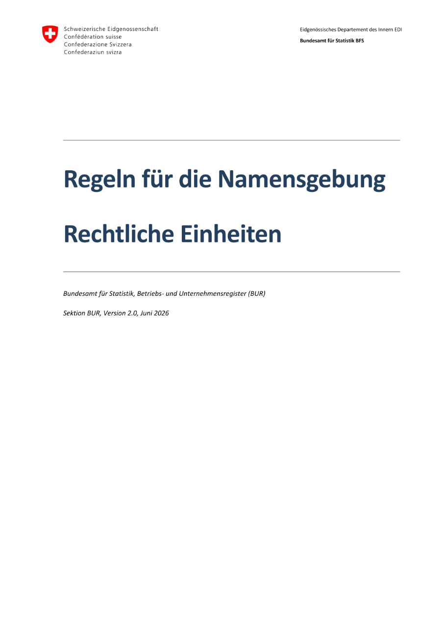 Regeln für die Namensgebung rechtliche Einheiten