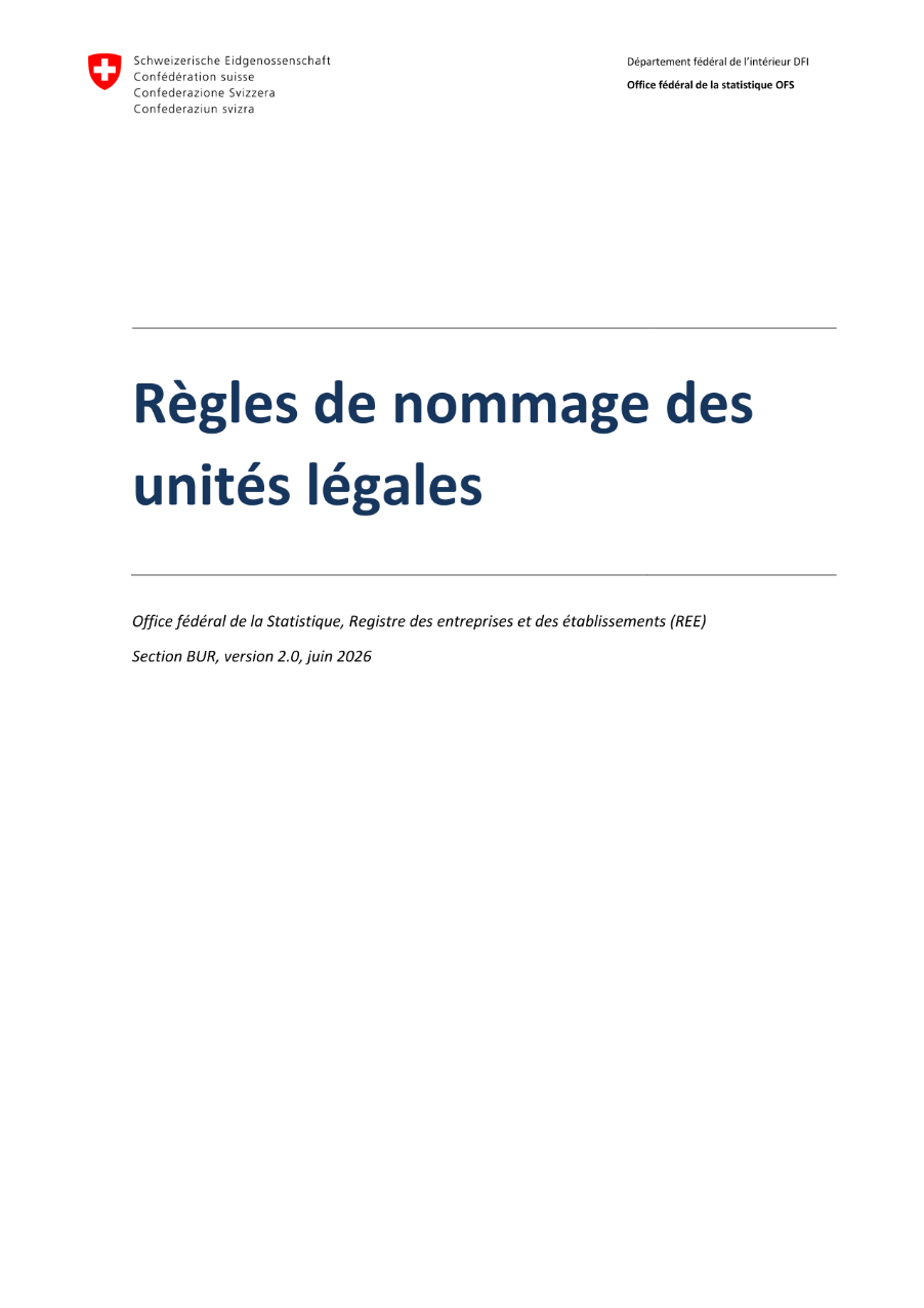 Règles de nommage des unités légales