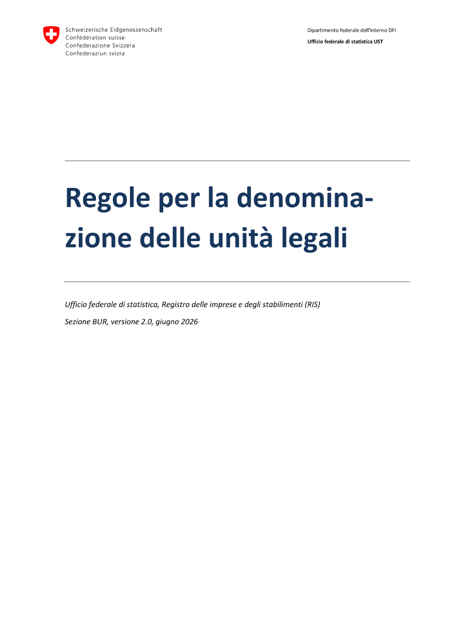 Regole per la denominazione delle unità legali