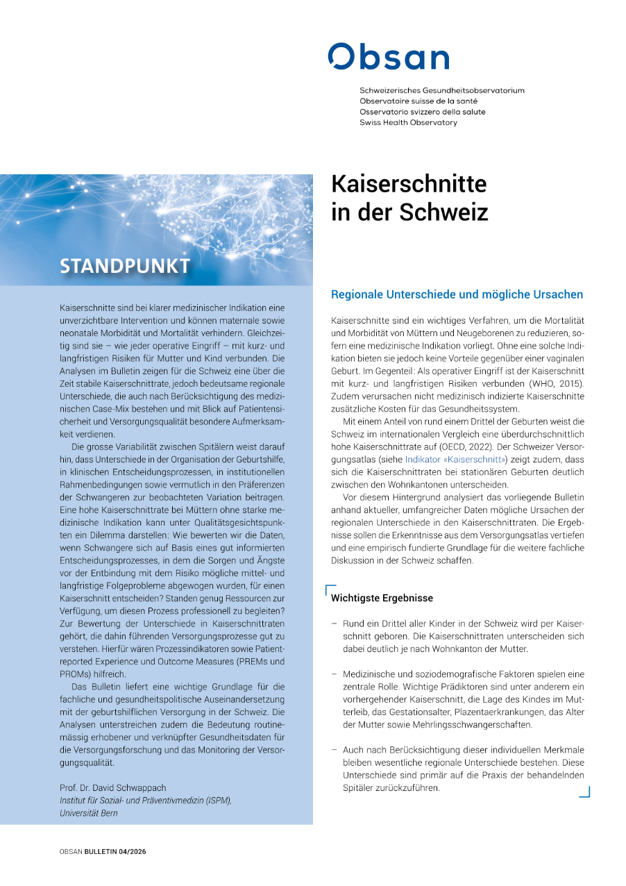Kaiserschnitte in der Schweiz