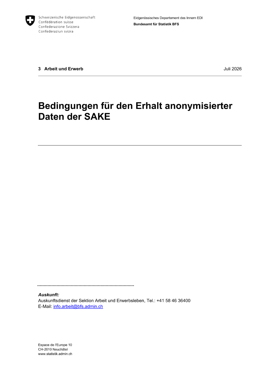 Bedingungen für den Erhalt anonymisierter Daten der SAKE