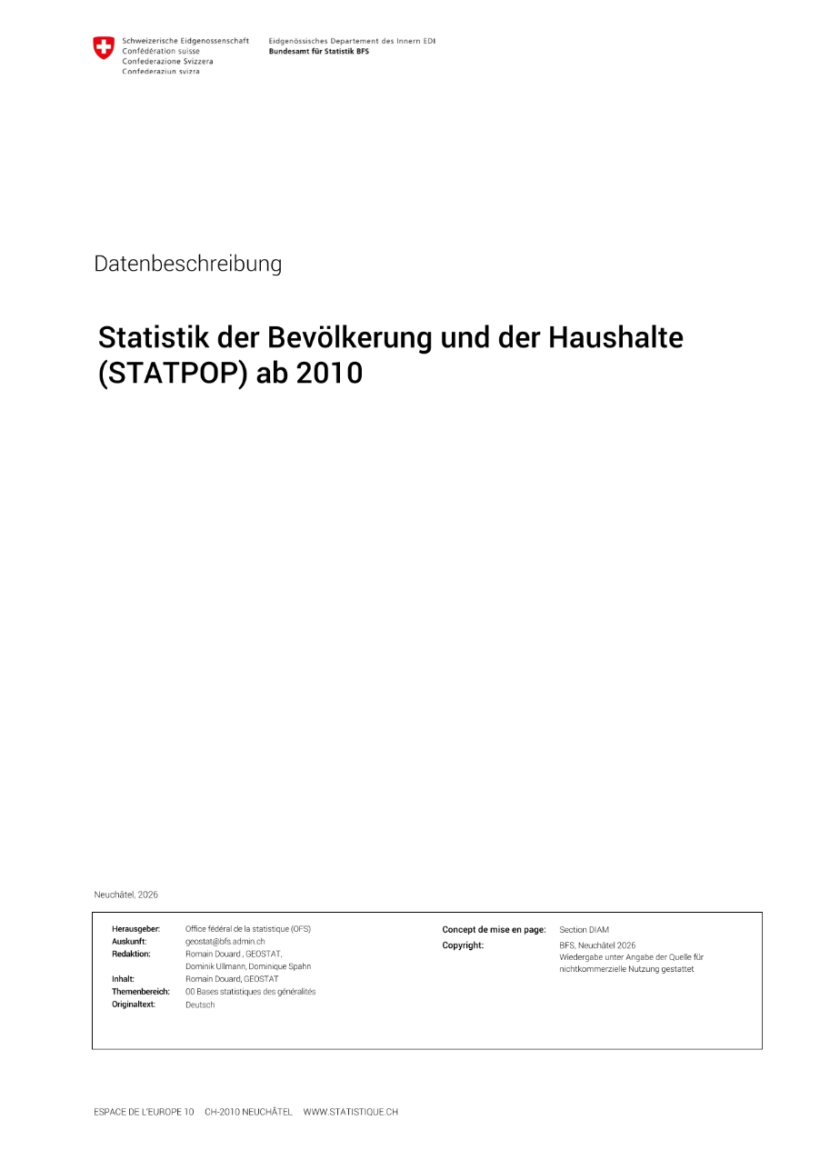 Statistik der Bevölkerung und Haushalte (STATPOP): Datenbeschreibung