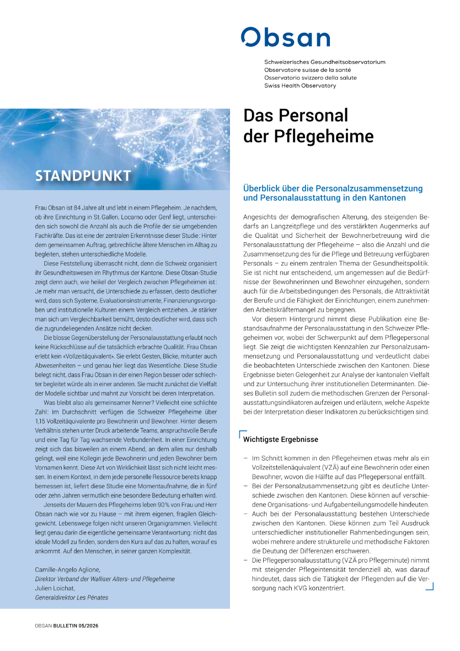 Das Personal der Pflegeheime
