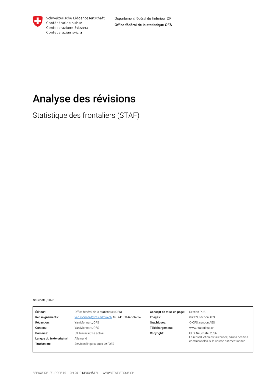 Statistique des frontaliers (STAF) - Analyse des révisions