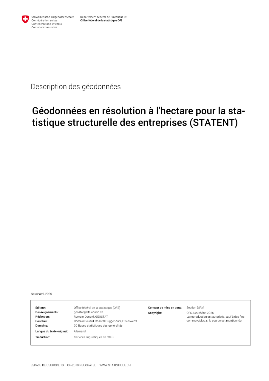 Statistique structurelle des entreprises (STATENT), établissements et emplois: description des données
